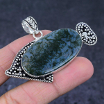 Natural Moss Agate Gemstone Handmade 925 Sterling Silver Pendant 1.77 c5g66