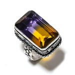 Natural Bi-Color Tourmaline Handmade 925 Sterling Silver Ring Size 7.5 a0w82