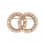 Naiste pross Kunstp&auml;rl Kahekordse r&otilde;nga kuju Roostevaba Libisemisvastane Kulumiskindel Mantli krae M&uuml;tsi Salli kaunistus kuldne