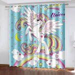 Tasuta Kohaletoimetamine Roosa Must Vikerkaar &Uuml;kssarvik Multikas Aken &Otilde;huke Varjestuskardin Lastele Lastele Magamistoa Elutoa Dekoratsioon Konksud W50xH130(CM)x2PCS-Grommet Top