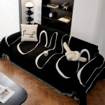 Mustad valged jooned diivanikatted Luksuslik diivani kate Riidest libisemiskindel libisemisvastane riidest diivanipadi tekk Dekoratiivne tolmukate 180x130cm
