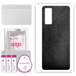 apgo Protective Skin Sticker for the back compatible with ZTE Axon 20 4G, Wrap Film, Foil, Vinyl - Pattern Black Leather