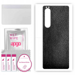apgo Protective Skin Sticker for the back compatible with Sony Xperia 1 III SOG03, Wrap Film, Foil, Vinyl - Pattern Black Leather