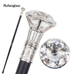 L&auml;bipaistev teemantt&uuml;&uuml;pi valge jalutuskepp mood Dekoratiivne jalutuskepp Gentleman Elegantne Cosplay jalutuskepi nupp Crosier 90cm