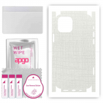 apgo Protective Skin Sticker for the back+sides compatible with Apple iPhone 12 Pro, Full Wrap Film, Foil, Vinyl - Pattern White Fabric