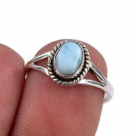 Natural Republic Larimar Gemstone K&auml;sit&ouml;&ouml;na valmistatud 925 Sterling H&otilde;bedast S&otilde;rmus S.5.5 Z1L99