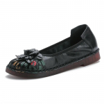 Retro Disainer Elegantsed Naiste kingad Ehtsast nahast Laadurid Naiste Loafers Luksuslikud Laia Fit Lillekingad Lillega mokassiinid 41
