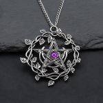 Gooti rotangist lehtedest Pentagrami ripatsikaelakee naistele meeste vintage paganlik wicca n&otilde;ia v&otilde;lu Statement kaelakee ehted 1