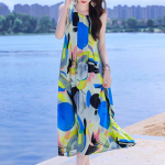 Elegantsed varrukateta rannakleidid naisele Suures suuruses vabaaja vaba vintage printiga pikk kleit, suvised naister&otilde;ivad XL