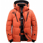 Meeste valge pardi sulejope, soe kapuutsiga paks puhvis jope Meeste vabaaja mantel Thermal talveparka meestele XL oranž