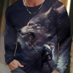 Vintage meeste pikkade varrukatega T-s&auml;rk 3D prindiga s&auml;rgid Mood Animal Wolf Graafika R&otilde;ivad Varrukatega Topid Meeste Suur t&auml;navar&otilde;ivaste topp S