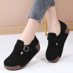Naiste Platvormkingad Mokassiinid Suede Khaki Paks Tald Vabaaja Slip-on K&otilde;rgust T&otilde;stvad Minimalistlikud K&otilde;ikuva Tallaga Kingad Suur Suurus EU: 35 must