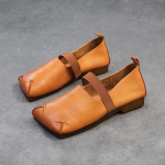 Johnature Ruudukujulise varba ja lameda tallaga mugavad ehtsast nahast mitmek&uuml;lgsed &uuml;hev&auml;rvilised slip-on naiste kingad 35 kaamel