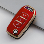 Kuldse servaga auto v&otilde;tmehoidja kaane&uuml;mbris Renault Kadjar Captur Megane 3 s&uuml;mboliga Logan 2 Sandero 2 Dacia Duster v&otilde;tmehoidja tarvikud punane