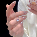 Aurora kaelakee, naissoost lihtne v&auml;ike v&auml;rske mori sinine &uuml;mmargune rangluu kett roostevabast terasest