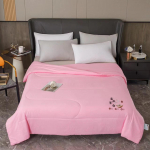 Lilletekk King Size , ruuduline suvine voodikate , Pehme kerge mikrokiust tepitud voodipesukomplekt iga hooaja konditsioneeri tekk 150 * 200cm (single quilt) roosa