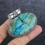 Natural Chrysocolla Gemstone 925 Sterling Silver Jewelry Pendant 1.77 p4u24