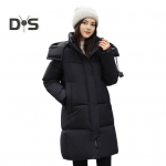 Talvine sulemantel Paksendatud polsterdatud kapuutsiga aluskrae taskud t&otilde;mblukuga suletavad taskud tuulekindlad soojust s&auml;ilitavad igap&auml;evased k&uuml;lma ilmaga &uuml;ler&otilde;ivad puuvillane jope M valge