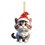 J&otilde;ulukassi ripats akr&uuml;&uuml;list j&otilde;uluvana m&uuml;ts Multikas kassi rippuv kaunistus v&otilde;tmehoidja kassipoja ripats j&otilde;ulupuu kaunistus kingitus kassis&otilde;pradele A