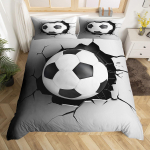 Jalgpalli tekikott t&auml;issuuruses jalgpalli spordi voodipesukomplekt poistele teismelistele pallim&auml;ngu tekk sinine voodikate 3 tk lukuga 150x200cm 3pcs