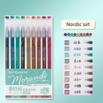 9tk Morandi pliiatsikomplekt mitmev&auml;rviline geeltindiga pliiats Retro markervooder 0,5 mm kuulotsaga ajakirjakunsti jaoks