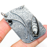 Natural Orthoceras Fossil,Spinel Gemstone 925 Sterling Silver Pendant 2.36 n2p18