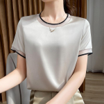 INDFS Naiste mood vabaaja suvekevadine &uuml;hev&auml;rvilise tr&uuml;kiga l&uuml;hikeste varrukatega O-kaelusega pluusid ja s&auml;rgid M