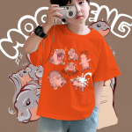 Moo Deng Tiny Baby Hippo Star Tai Armas Pygmy Hippo Unisex Lapsed Poiss Poiss T&uuml;druku T-s&auml;rk tr&uuml;kiga l&uuml;hikeste varrukatega &uuml;mara kaelaga 100cm