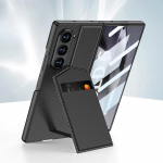 Fold6 nahast rahakott kaardihoidja ja statiiviga telefoni&uuml;mbris Samsung Galaxy Z Fold 6 Z Fold6 jaoks Kest Membraan Kaitsekate Galaxy Z Fold6 must