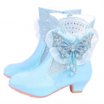 Moodsad ja elegantsed Glitter Butterfly saapad t&uuml;drukutele, mugavad ja sooja polsterdatud dekoratiivsed saapad esinemispeoks, s&uuml;gis- ja talvehooajal 26 sinine