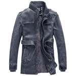 S&uuml;gis ja Talv Uus Meeste Keskmise pikkusega Vabaaja Mood PU Nahast Krae Kitsas Trenchcoat XXXL must