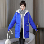 Uus Korea lahtine paksendatud puuvillane talvejope, naiste keskmise pikkusega puuvillane jope XXL khaki