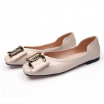 luksuslik 2024 Ballerina Naiste Slip-on Kingad Naiste Kevadmoe Ballet Kingad Ruudukujuline Varvas Lakknahast Kingad Loafers Naised Punane 35 aprikoosi