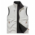 Kahepoolne flanellvest meeste v&auml;lispordiks, soe vest, mitmetaskuline jakk XXXXXL valge