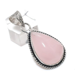 Natural Rose Quartz Gemstone 925 Sterling Silver Jewelry Pendant 1.77 e1z40