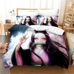 Voodipesukomplekt Nezuko Kamado Anime Deemon Slayer Tekikott Toodipesu voodipesu, &uuml;heinimesevoodi, kaheinimesevoodi, t&auml;issuuruses 3d, lapsed, t&uuml;drukud poistele 70x133cm 2pcs