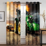3D odav traktor auto talu maaliline taevane varjund kardinad elutuba magamistuba kodu kaunistus kardinad 2 paneeli 100W130H(CM)40x51in&Hook gray