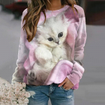 Armsad kassi pusa loomade 3D-print huppar naiste mood O-kaelusega pikkade varrukatega Y2k huppar &uuml;lem&otilde;&otilde;dulised kampsunid topp naiste riided S