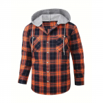 Meeste ruuduline pikkade varrukatega s&auml;rk Meeste taskutega n&ouml;&ouml;biga kapuutsiga kampsun XXXL