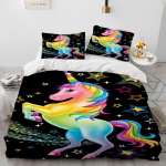 Armas Unicorn multifilmi voodipesukomplekt, tekikott voodikomplekt tekikattega padjap&uuml;&uuml;r, kuninganna voodipesukomplekt poisile t&uuml;drukule kingituseks EU Twin 135x200cm