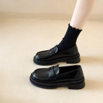 Naiste p&uuml;ksid 2024 Kevadine metallist n&ouml;&ouml;biga must platvorm naiste kingad, mood JK Lolita pehme tallaga &uuml;li&otilde;pilaste kontorinahast kingad 35