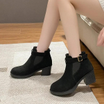 Naiste k&otilde;rged kontsad, poolsaapad, seemisnahast paksud kingad, talvedisainer, uued elegantsed gooti stiilis kingad, Chelsea Botas kingad 35 must