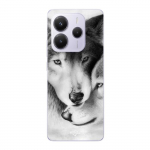 Coque - Maniacase - Xiaomi Redmi Note 14 5G - Noir et blanc - Souple - Motif loup et louve