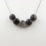 Pierres et Min&eacute;raux. Collier 5 perles Labradorite 8 mm. Chaine en acier inoxydable Collier femmes, hommes. Taille personnalisable.