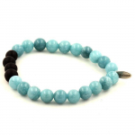Bracelet Perles Calc&eacute;doine bleu + Onyx noir mat 8 mm sinine