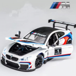 1:24 BMW M4 GT3 sulamist sportauto mudel survevalatud metallist m&auml;nguasja auto s&otilde;iduki mudeli simulatsioon heli ja valguse tagasit&otilde;mbamine kollektsioon lastele kingitus M6GT valge