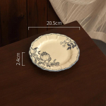 Retro paleestiilis keraamiline taldrik, kerge luksus, restoran, magustoit, koogitaldrik, kodu, pasta s&ouml;&ouml;gitaldrik, peened lilled, lauan&otilde;ud