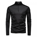 Kevad Suvi Meeste Jahe Puudutus UPF 100+ P&auml;ikesekaitse T-s&auml;rk Mock kaelus Slim Fit Pikkade varrukatega Pullover Pealmine T-s&auml;rk Meestele EUR M 65-75kg must