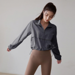 Women's Autumn/Winter Stand-Up Collar Half-Zip Sports Fashion Jacket: Loose, Breathable, Slim, Long-Sleeve Yoga & Running Fitness Wear M beež