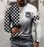 3D digiprintimise mood vabaaja kaelusega pikkade varrukatega pullover meeste T-s&auml;rk S